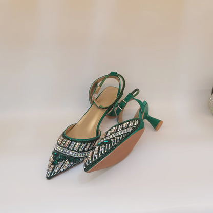 Ladies High Quality Women's Pumps And Bag Italian Fashion Design Green Colors Bag And Heels Shoes For Nigeria Wedding Party