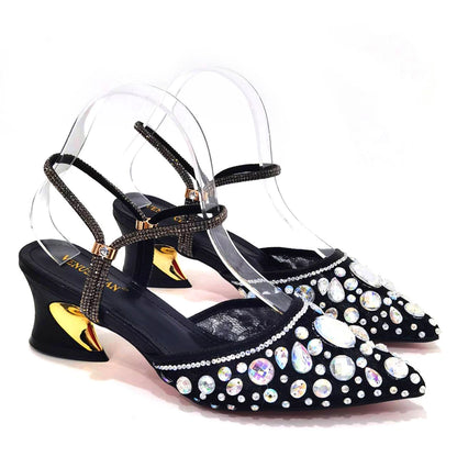 2023 New Italian Design Noble Dual-Purpose Three-Dimensional Bag And Ladies Heel Shoes Shiny Material For Nigeria Wedding Party
