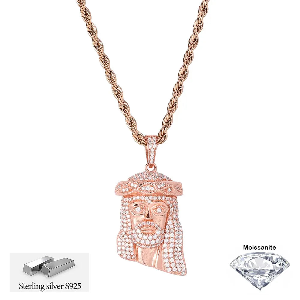ICEBLING S925 Silver VVS1 Moissanite Jesus Pendant Necklace Men Iced Out Jesus Hip Hop Rapper Jewelry Comes With GRA Certificate