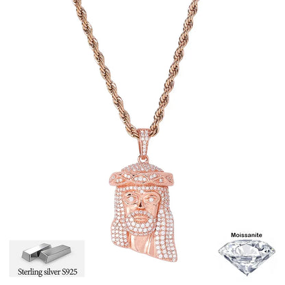 ICEBLING S925 Silver VVS1 Moissanite Jesus Pendant Necklace Men Iced Out Jesus Hip Hop Rapper Jewelry Comes With GRA Certificate