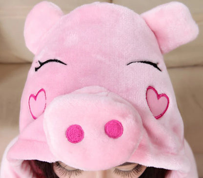 New Pig Onesies Unisex Kigurumi Animal Women's Pajamas Adults Winter Warm Sleepwear Anime Costumes Pink Cute Cartoon Jumpsuits