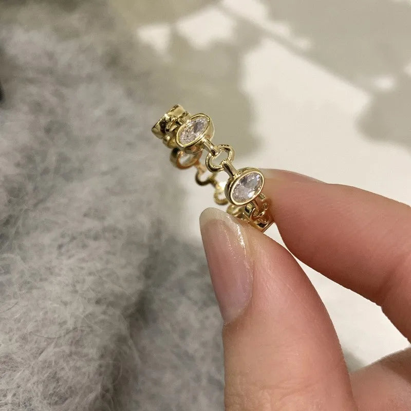 PANJBJ 925 Sterling Silver Golden Flower Rings For Women Drip Glaze Plant Irregular Adjustable Sweet Jewelry Gift Dropshipping