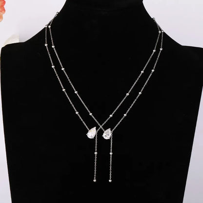 1/2/3CT Moissanite Pendant Necklace for Woman Pear Cut Waterdrop S925 Silver Y-Style Single Diamond Necklace Gift Fine Jewelry