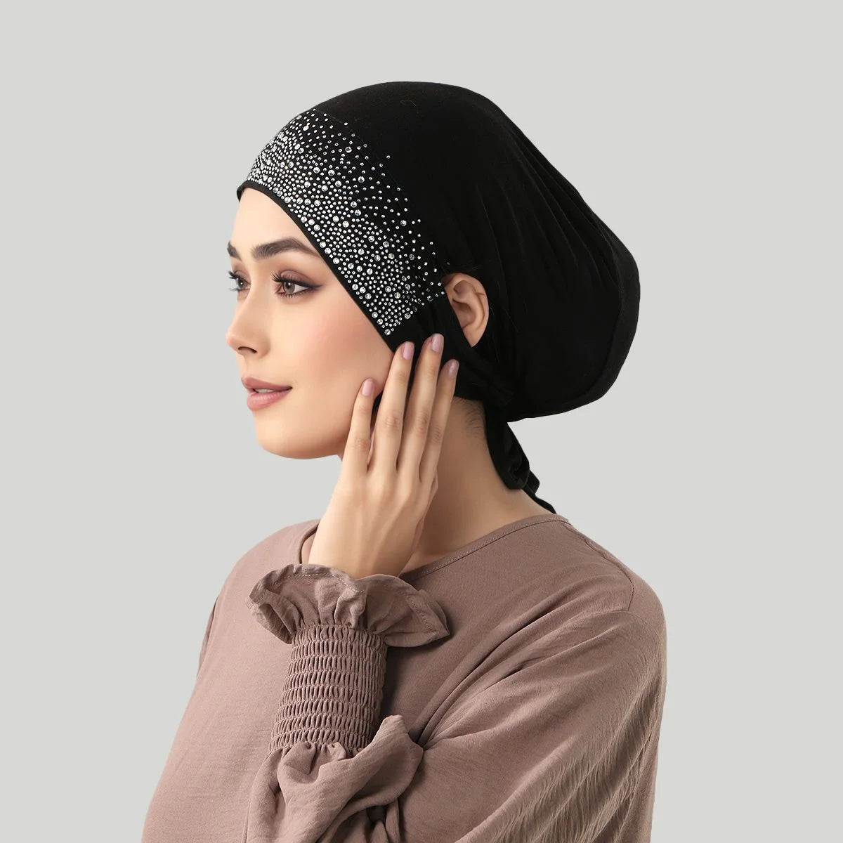Jersey Cotton Muslim Women Under Hijab Cap With Ear Hole Inner Hijab Cap Round Forehead Underscarf Bonnet Femme Musulman