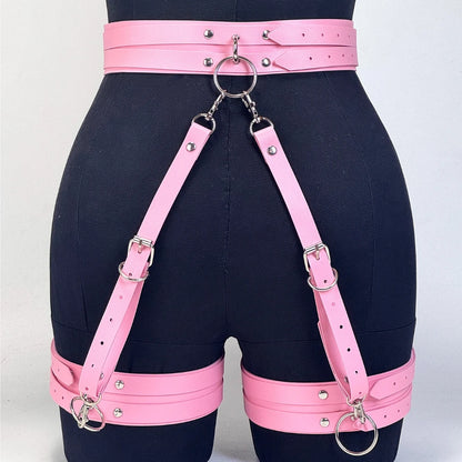 Women's PU Leather Harness Belt Gothic Punk Fashion Belt Adjustable Decorative Leg Belt for Daily Wear Leisure Accessories