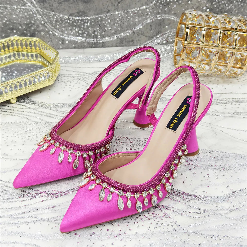 Designer Shoes Women's Luxury 2026 Elegant Crystal Women's Shoes Italian Women's Wedding Rhinestone Nigeria Party Wedding Pump
