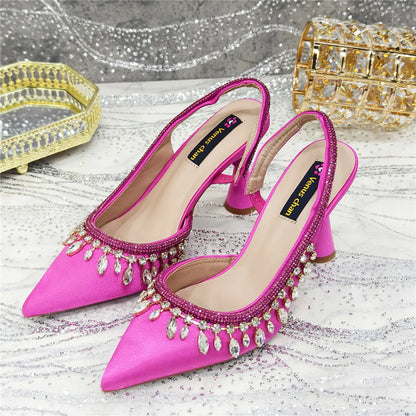 Designer Shoes Women's Luxury 2026 Elegant Crystal Women's Shoes Italian Women's Wedding Rhinestone Nigeria Party Wedding Pump