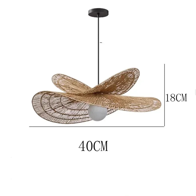 Wabi-Sabi Style Pendant Lights For Bedroom Living Room  Rattan Hand-Woven Lamp Restaurant Home Decor Chandeliers G80 Bulb