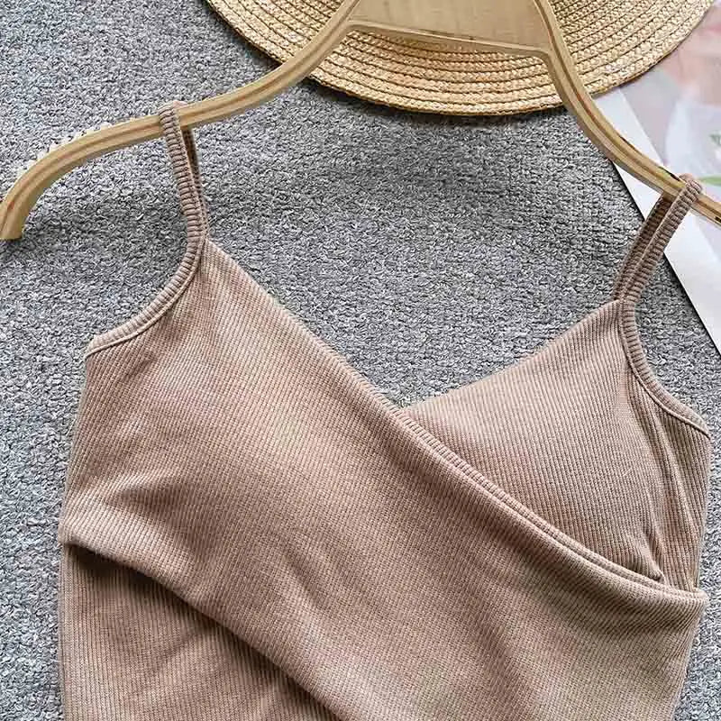  Irregular Casual Sport Camisole Women Strap Design Solid Fashion 2025 Y2K Elegant Ladies Chic Slim Tank Tops