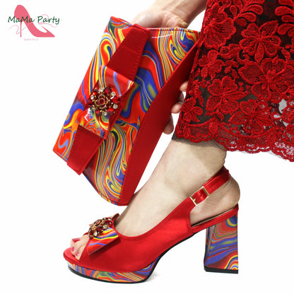 2024 New Design Italian Women Shoes and Bag to Match in Super High Heels in Yellow African Ladies Sandals for Wedding Party