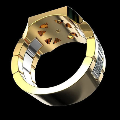 S925 Sterling Silver Mens Ring New Simulation Mozzarella Diamond Gold Plated Two Tone Engagement Ring For Wedding And Daily Wear