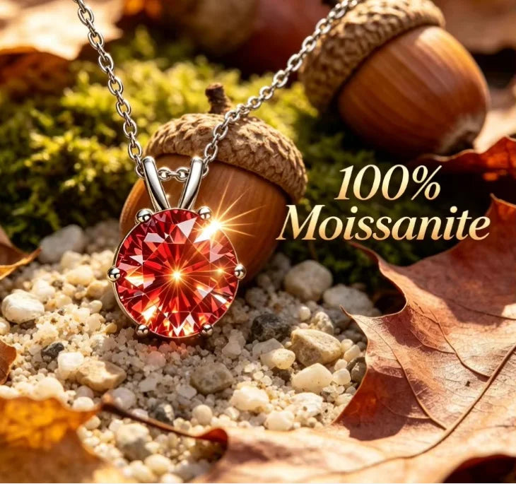 Maple leaf red moissanite necklace,simple and luxurious, classic six claw pendant,collarbone chain accessory,hot selling product