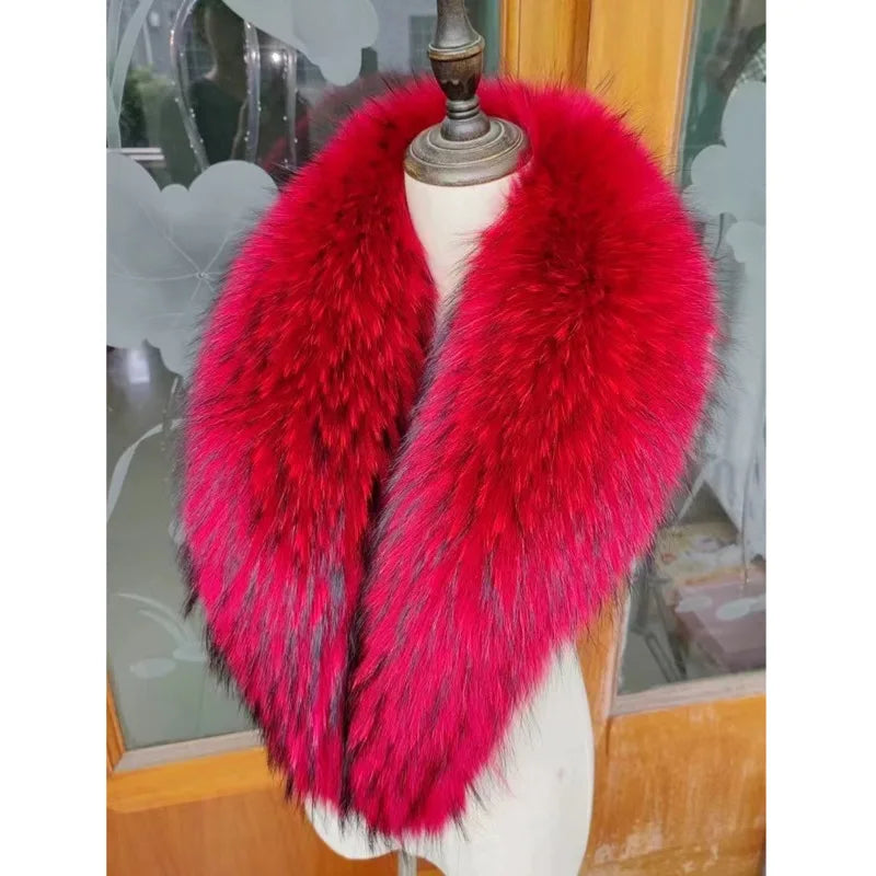 Raccoon Fur Collar Female Winter Fur Collar Coat Jacket Shawl Women Furry Fur Collar Scarves Neck Warmer Natural Fur Scarves