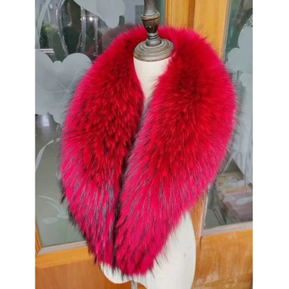 Raccoon Fur Collar Female Winter Fur Collar Coat Jacket Shawl Women Furry Fur Collar Scarves Neck Warmer Natural Fur Scarves
