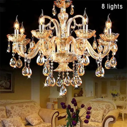 K9 Crystal Candle Chandelier decoration simple chandelier crystal light For Living Room Hotel AC110V~240V 6/8/10/12/15/18 Arms