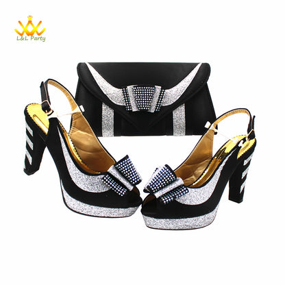 New Spring Autumn Super High Heels Shoes Matching Bag Set in Magenta Color For Nigerian Ladies Wedding Party
