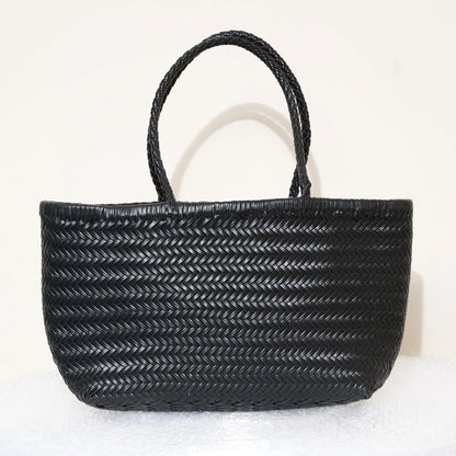 Handbags Women's Genuine Leather Shoulder Bag Weaving Casual Shopping Bag Vintage Big Tote Purse Cowhide Cross Hand Bags Lady