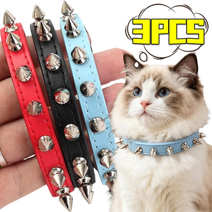 Pet Sharp Spiked Dog Collar Studded Anti Bite Leather Studded Collars Pet Neckwear Tactical Adjustable Safety Collars Products