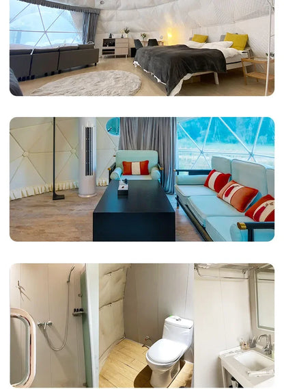 Geodesic Dome Manor Greenhouse Tent Leisure Resort Vacation Outdoor Glamping Round Tent Transparent Starry Sky Luxury Hotel Dome