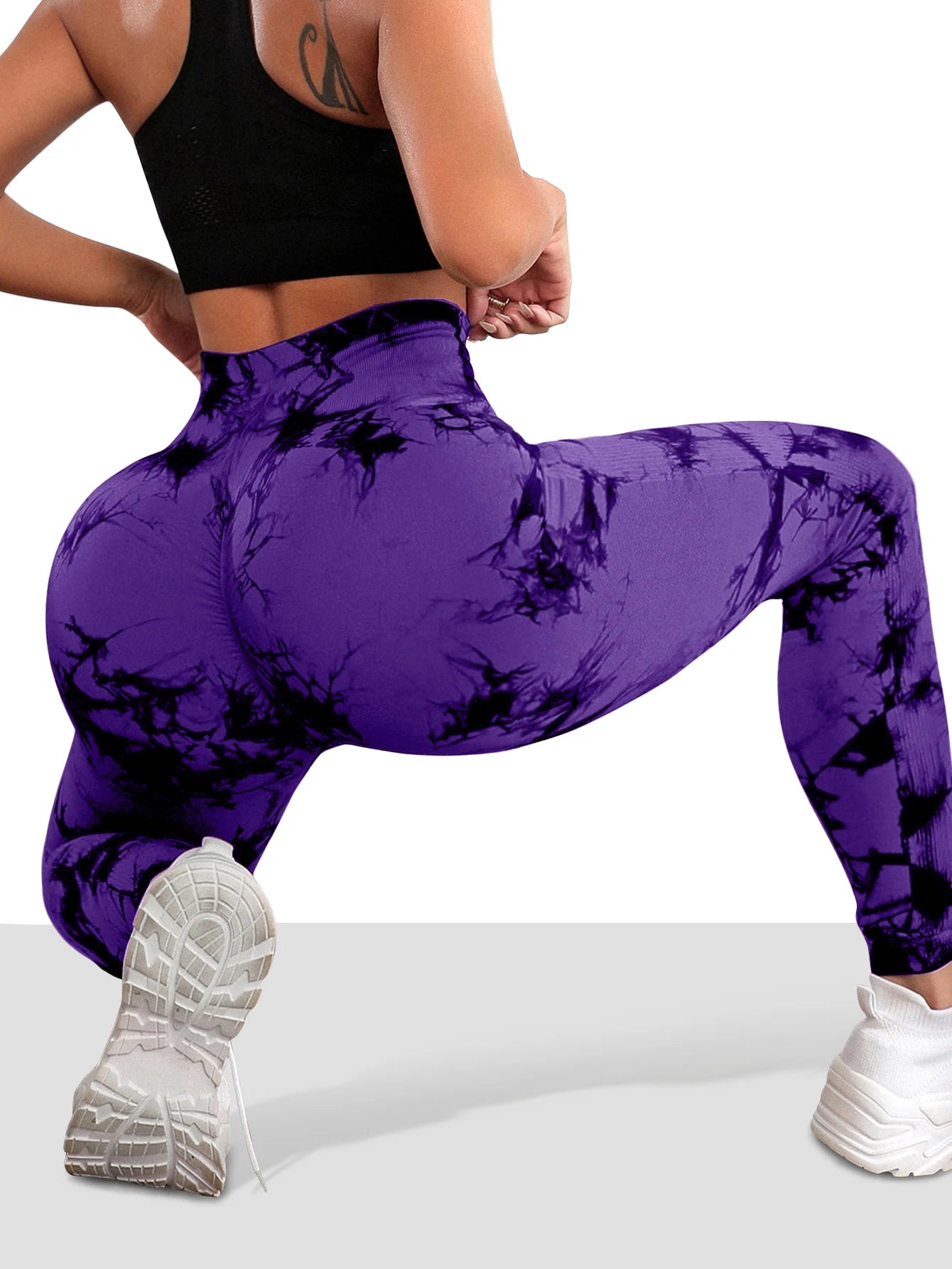 Women's Tie dye Seamless High-Waisted Yoga Pants Tummy Control Belly Band Pants Comfortable Stretchy Leggings for Women