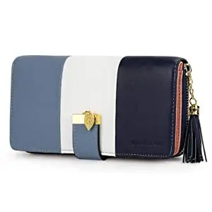 Pomelo Best RFID Blocking Tri-color Women's Zipper Wallet PU Leather Large Capacity Card Holder Coin Purse Travel Gift Clutch