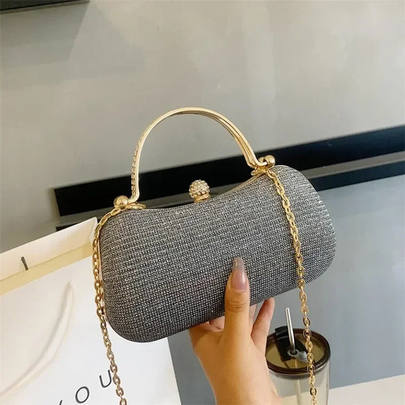 Shiny Mini Evening Bag, Rhinestone Chain Purse, Luxury Glitter Banquet Handbag, Perfect For Party, Wedding, Prom, Dinner/Banquet