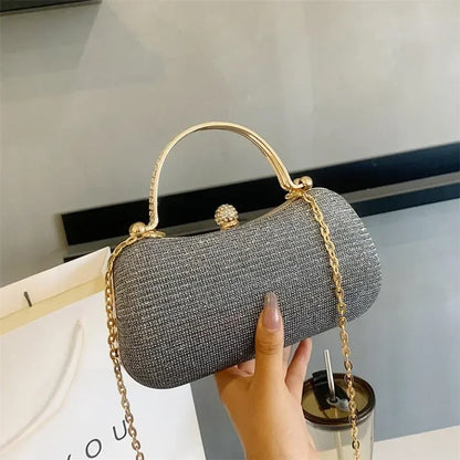 Shiny Mini Evening Bag, Rhinestone Chain Purse, Luxury Glitter Banquet Handbag, Perfect For Party, Wedding, Prom, Dinner/Banquet