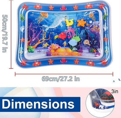 Large Pet Water Sensory Mat Inflatable Sea Animal Design Playmat for Dogs Cats Thickened Splash Proof Activity Toy with Fishes