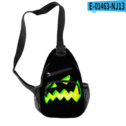 Fashion Youthful Halloween Skeleton Boys/Girls 3D Printed Chest Bags Oxford Waterproof Sports Crossbody Travel Bag Shoulder Bags