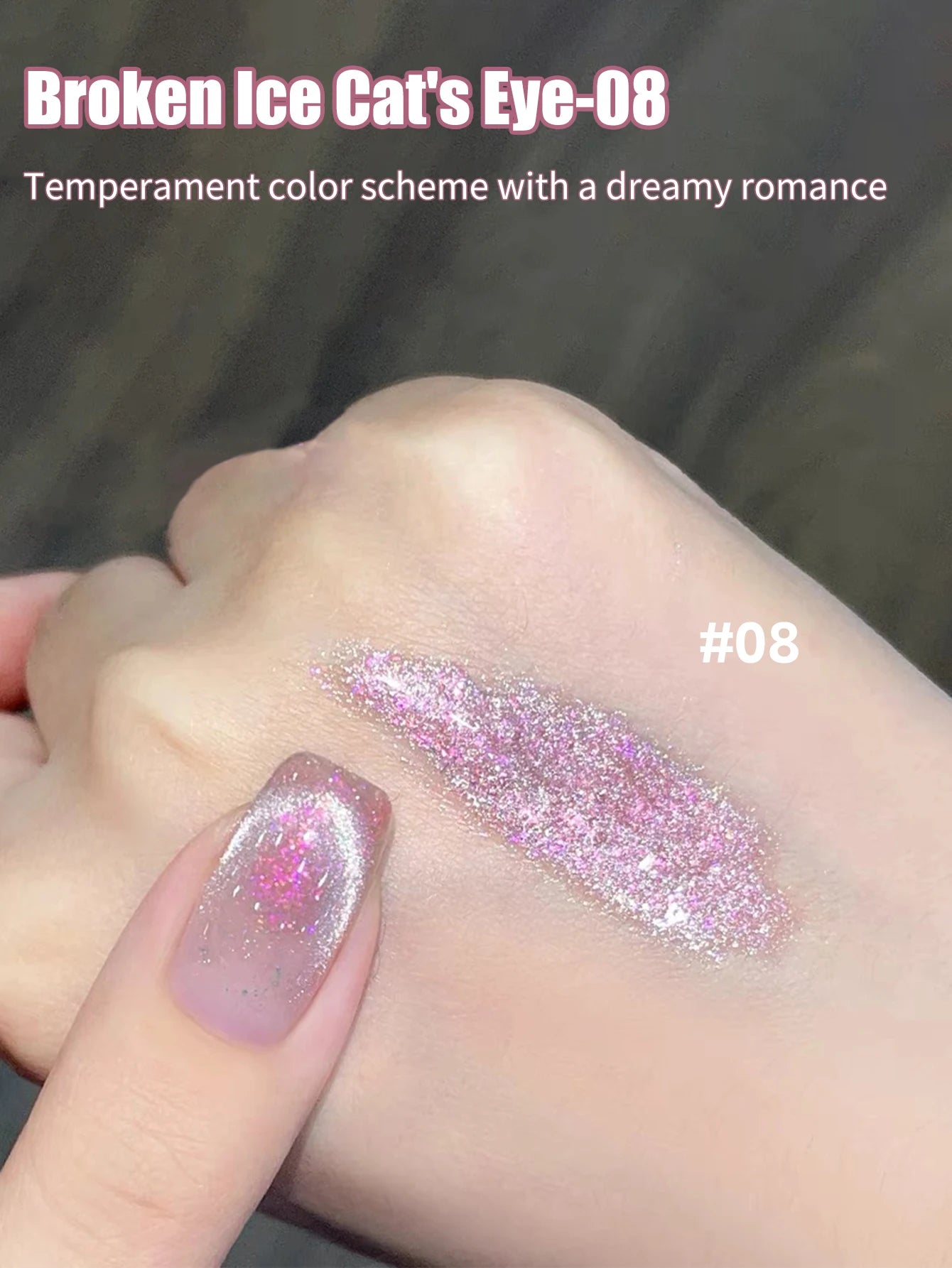 1-24pcs WS Romantic Purple Cat Eye Gel Nail Polish New Style Super Flash Versatile Whitening Purple Glass Bead Cat Nail Salon