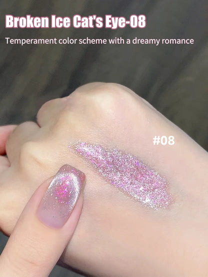 1-24pcs WS Romantic Purple Cat Eye Gel Nail Polish New Style Super Flash Versatile Whitening Purple Glass Bead Cat Nail Salon