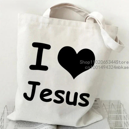 Faith Printed Heart Graphics Women Canvas Shoulder Tote Bag Casual Fashion Shopping Cases Bag Storage Handbag Christian Gifts