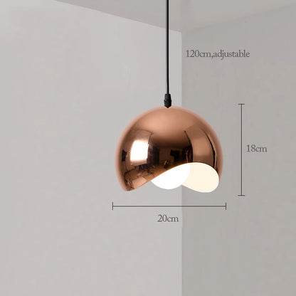 Nordic Rose Gold Pendant Lights Plated Metal Hanging Lamp Fixtures Dining Room Kitchen Island Bar Cafe Indoor Decor Lighting E27
