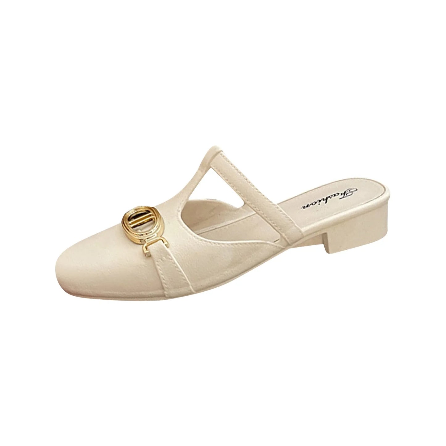 Fashion Summer Sandals Women Low Heel Retro Luxury Metal  Women's Shoes Wear-resistant Daily Walk Slippers