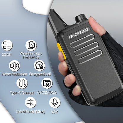 2/4PCS Mini Walkie Talkie Baofeng BF-T20D Portable Two Way Radio Charging USB VOX For BF-C9 BF-888S for Station Hotel Hunting