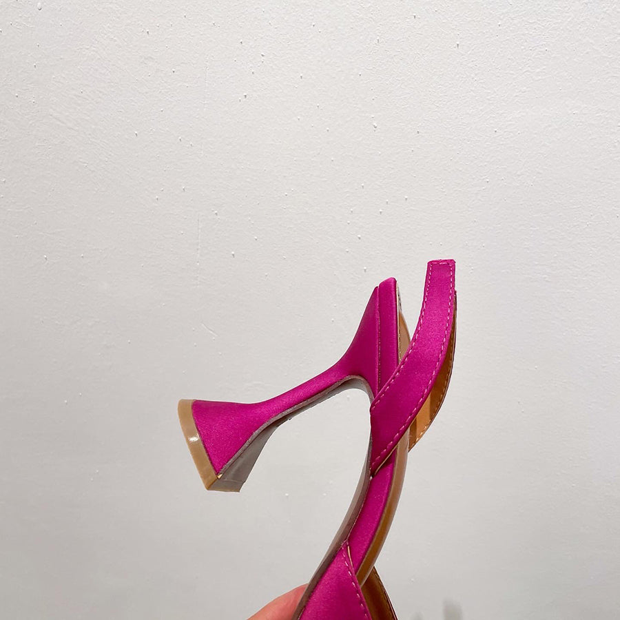 Aneikeh Brand Women Silk High Heels Luxury Crystal Butterfly Knot High Heels Summer Pointed Shoes Triangle Heeled Bride Pumps