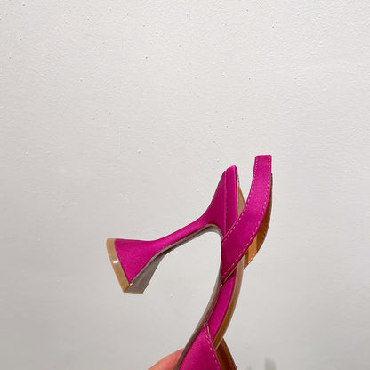 Aneikeh Brand Women Silk High Heels Luxury Crystal Butterfly Knot High Heels Summer Pointed Shoes Triangle Heeled Bride Pumps