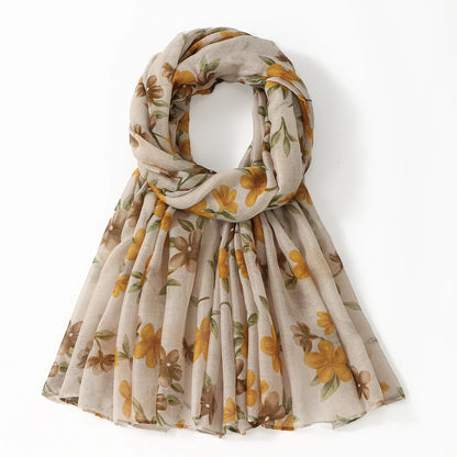 Floral Printed Viscose Hijab Scarf Woman Muslim Hijab Lady Soft Shawls Summer Breathable Headwraps Islamic Turban Headscarf