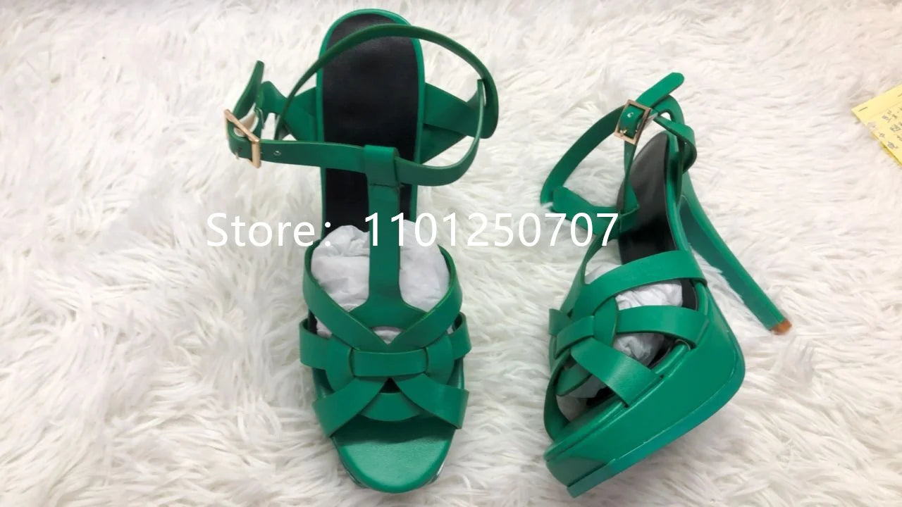 Luxury Style Women Sandals Summer Platform Women High Heels 14CM Open Toe Spike Heels Dressing Shoes Brand