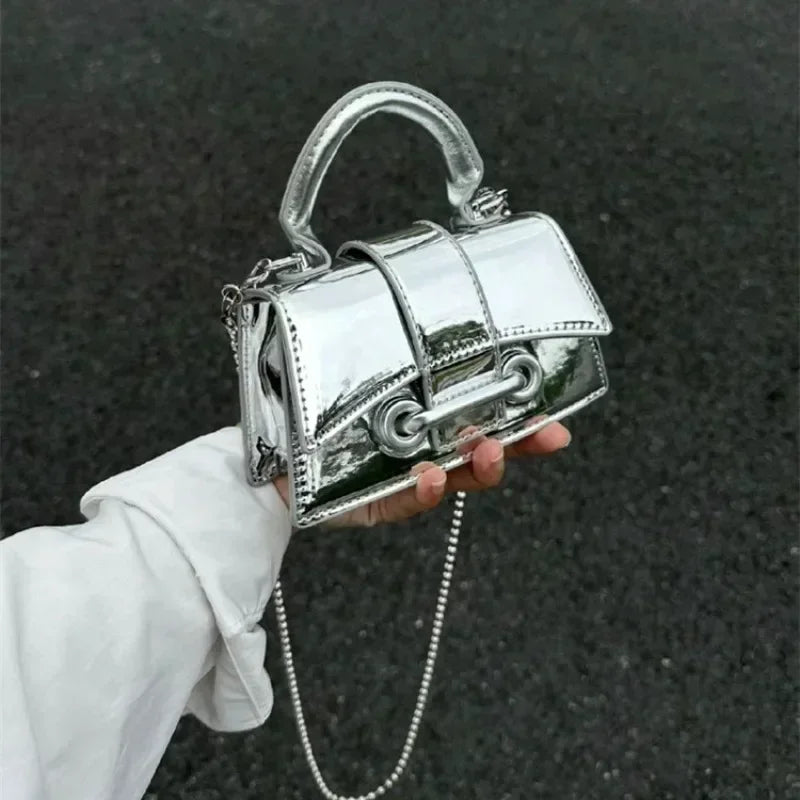 Pu Leather Vintage Women Silver Chic Crossbody Bag Luxury Designer Small Shoulder Bags Fashion Gold Mini Coin Purse Cute Handbag