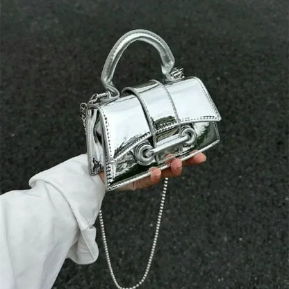 Pu Leather Vintage Women Silver Chic Crossbody Bag Luxury Designer Small Shoulder Bags Fashion Gold Mini Coin Purse Cute Handbag