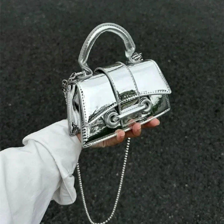 Pu Leather Vintage Women Silver Chic Crossbody Bag Luxury Designer Small Shoulder Bags Fashion Gold Mini Coin Purse Cute Handbag