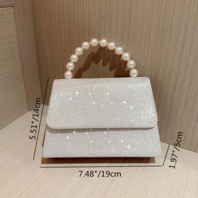 Luxury Sequined Hand-held Dinner Bag, Elegant Style Bag, High-end Chain Single-shoulder Crossbody Bag, Handbag for Wedding Party