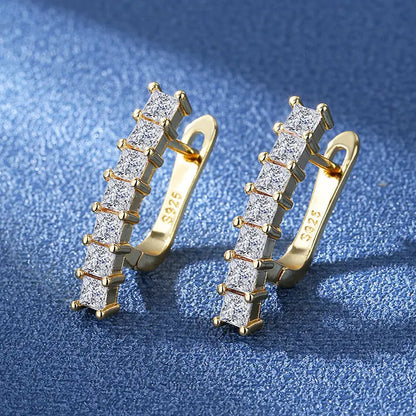 925 Silver Needle Princess Crystal Square Zircon Drop Earrings for Women Trendy Simplicity Jewelry Girl Sweet Gifts New