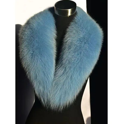 Winter Real Fox Fur Collar Woman Furry Natural Raccoon Fur Scarf Shawls Luxury Neck Warmer Wraps For Coat Fur Scarves Large Size