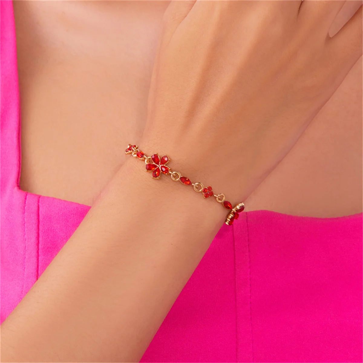 Elegant Crystal Flowers Bracelets For Women Girls Y2K Sweet Sparkling Zircon Floral Plant Chain Bracelet Luxury Wedding Jewelry