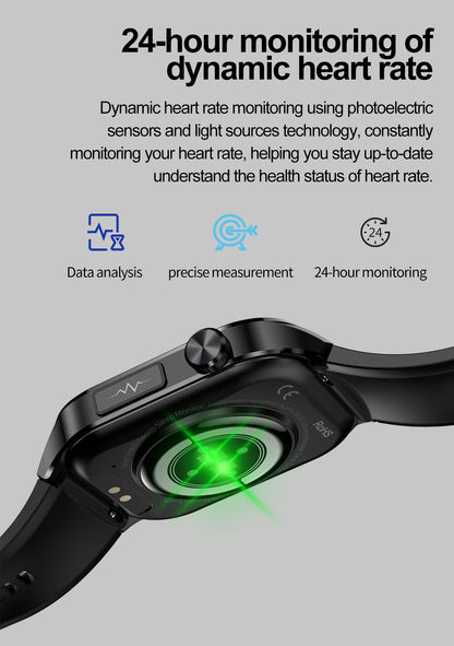 ET580 Smart Watch Men 2.04inch AMOLED Large Screen Bluetooth Call ECG Blood Pressure Oxygen Health Monitor SOS Smartwatch