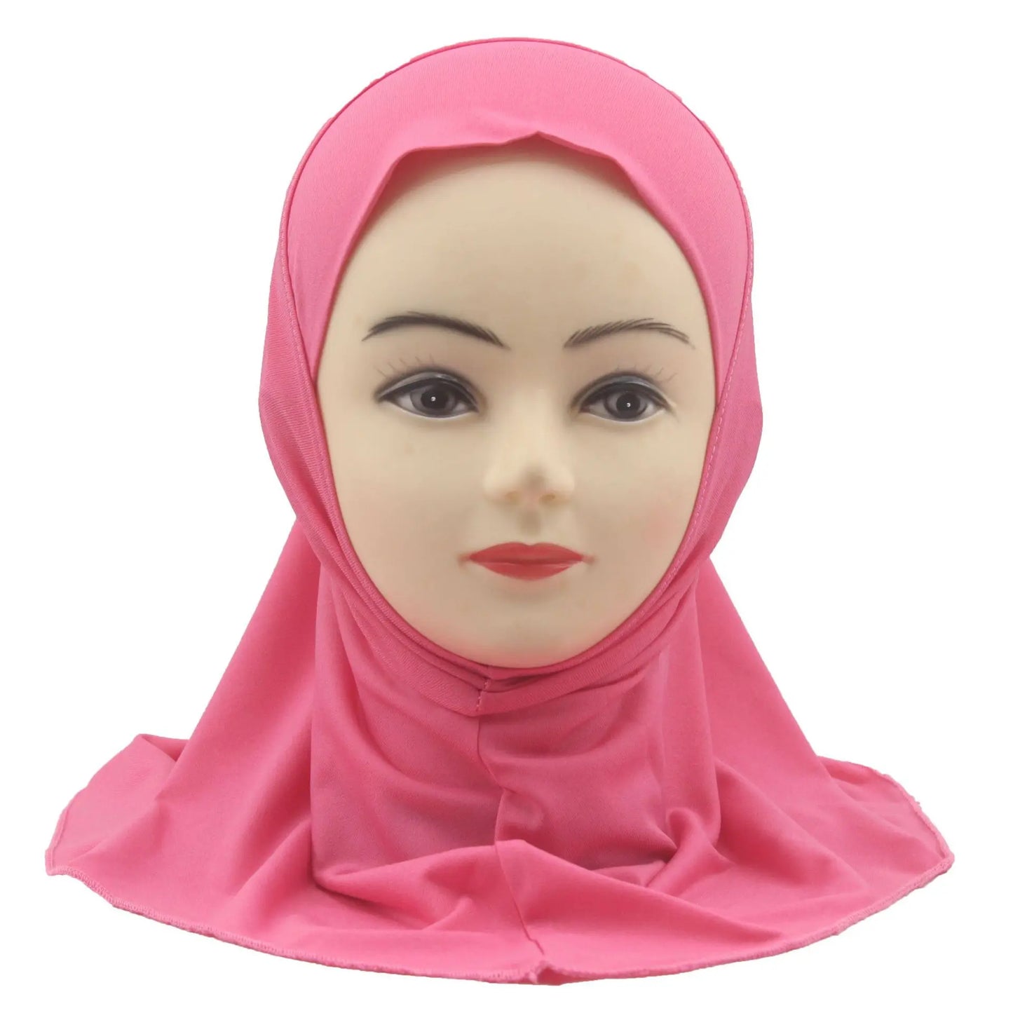 Kids Islamic Hijab Arab Girls Muslim Turban Scarf Shawls Cap Solid Color Fit 2-6 Years Old Children Wear Directly Instant Hijab