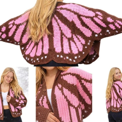 Crochet Monarch Butterfly Knit Cardigan Soft Breathable MonarchButterfly Cardigan Sweater Keep Warm with Butterflies Wing