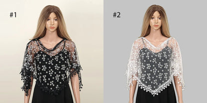 1 PCS Elegant Lace Pearl Tassel Shawl Women Scarf Fashion Printed Floral Wrap Summer Sun Protection Shawl